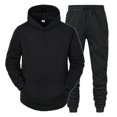 thumbnail image 3 of 2Pcs/Set Long Sleeve Elastic Waist Mid-rise Thickened Sportswear Set Men Winter Solid Color Pockets, 3 of 5