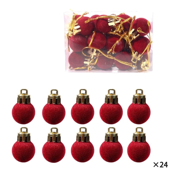 CQCYD Christmas Ball Ornaments, 24 Pcs 2cm Mini Flocked Christmas Tree Ornaments, Shatterproof Holiday Tree Decorations for Christmas Tree Wreath Garland DIY Craft Home