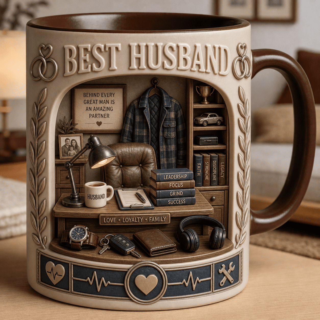 Personalized Husband Ceramic Coffee Mugs, Best Husband Gift for Anniversary Birthday 11 oz 15 oz
