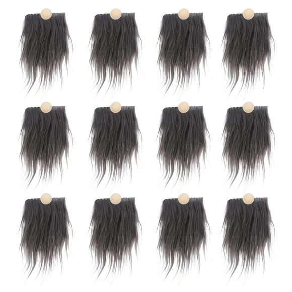 12 Sets Beard Kit Gnome Beard Costume Dark Grey Artificial Wool DIY Decoration Craft Projects