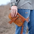 thumbnail image 4 of American West Leather Event Approved Wristlet Handbag Key Fob Bundle (Brown, w Cowhide), 4 of 5