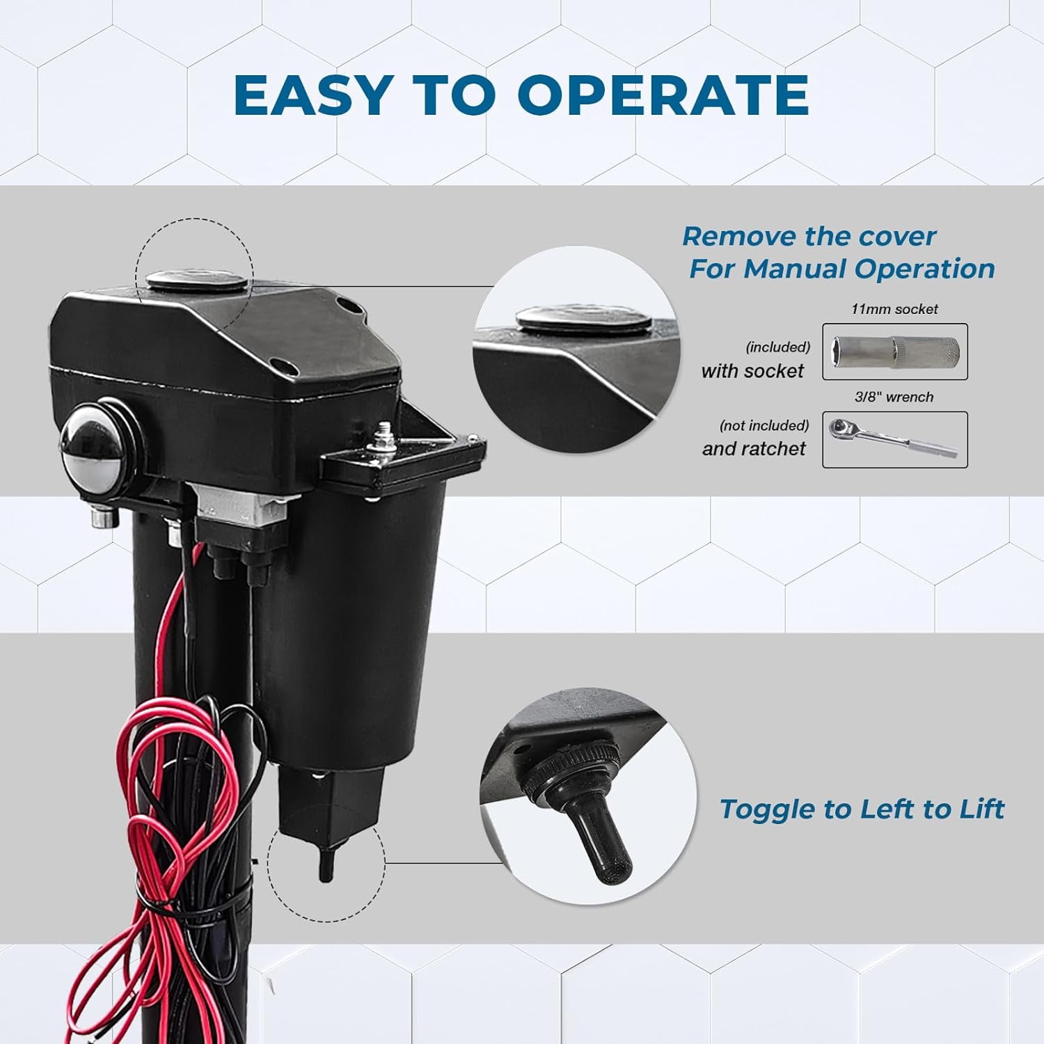 Dawot  3500 lbs Electric Trailer Jack, 12V DC, 27" Lift, with Drop Leg, for Travel, Trailer, Camper, Boats, & More