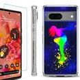 thumbnail image 1 of Shockproof Bumper Phone Case for Google Pixel 7, with Tempered Glass Screen Protector, by OneToughShield ® - Cosmos Dance, 1 of 4