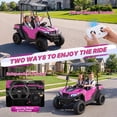 thumbnail image 2 of Wisairt 24V Kids Golf Cart, 4WD 2-Seater Electric Ride On Car for Big Kids, 4×200W Motors, Ages 3-8, Remote Control, Detachable Awning, Electric Dump Bed & Shovel, Pink, 2 of 12