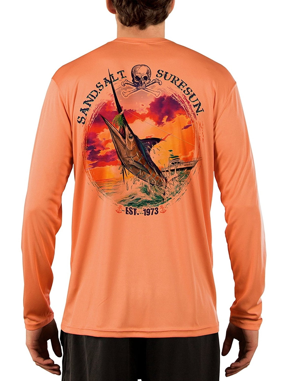 Blue Marlin Sunset Men/'s UPF 50 UV//Sun Protection Long Sleeve T-Shirt