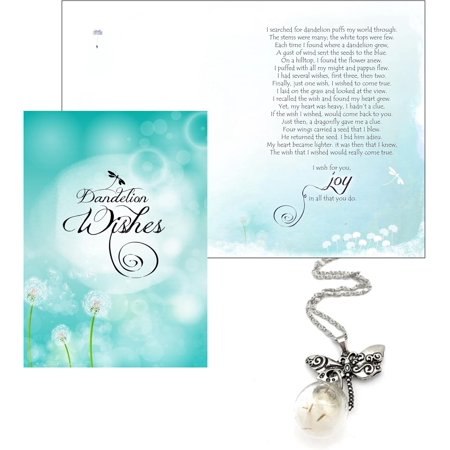 Smiling Wisdom - A Dandelion Wish of Joy Greeting Card and Real Seeds Gift Set - Goodbye, Birthday, Retirement, Journey, Graduation - Women - Dragonfly Dandelion Dangle