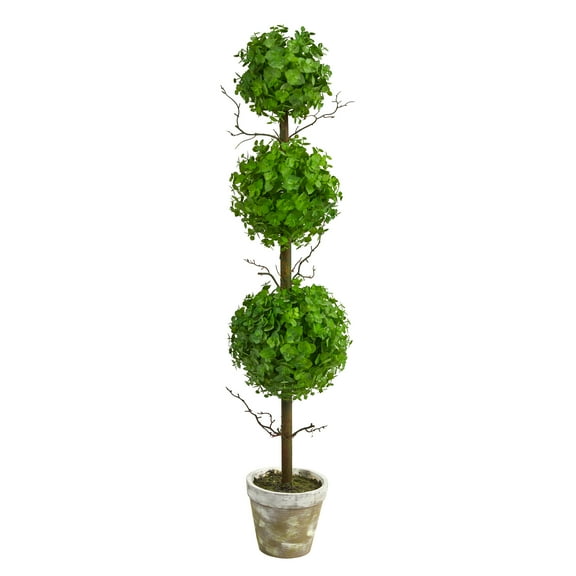 Nearly Natural 3ft. Eucalyptus Triple Ball Topiary Artificial Tree