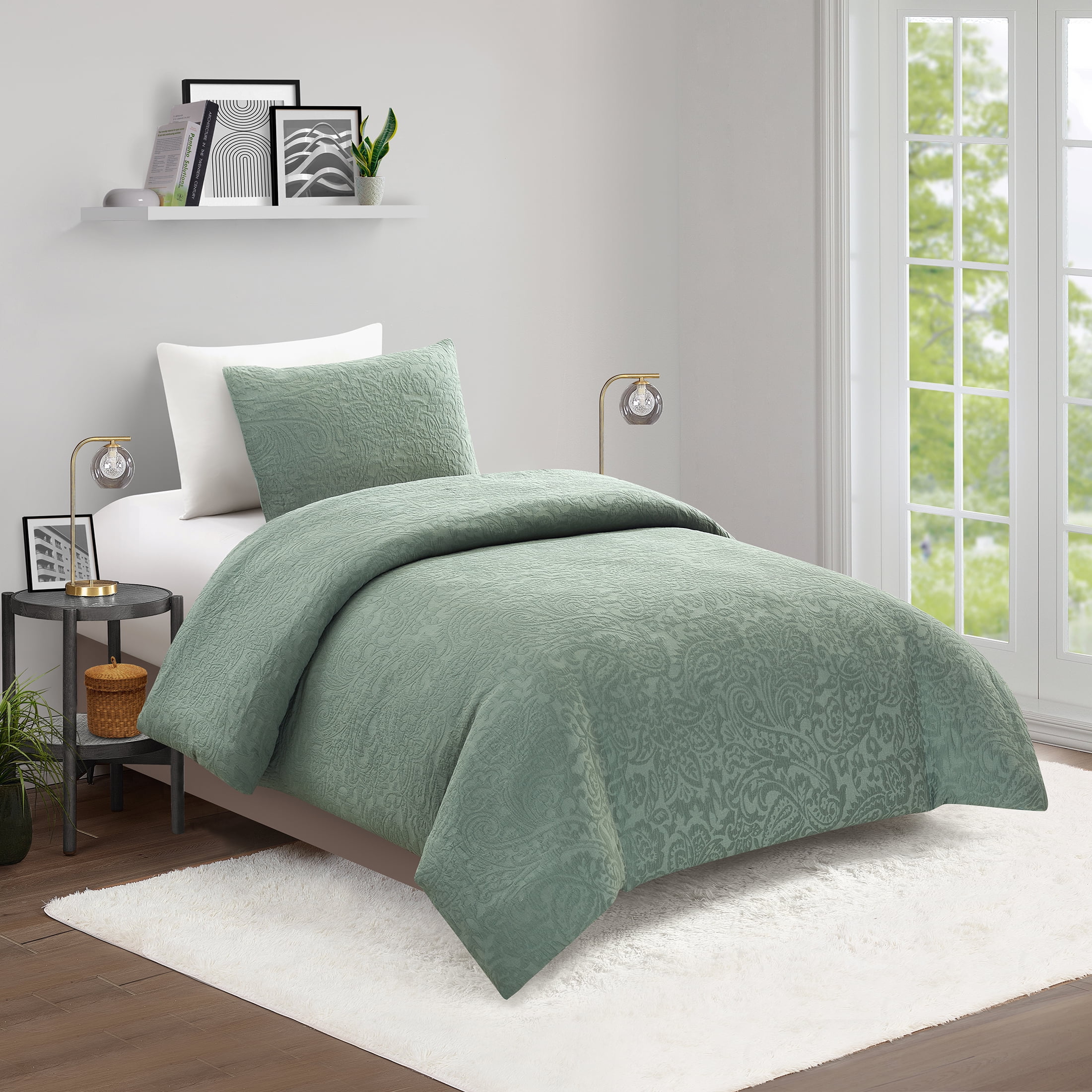 Better Homes & Gardens Paisley Matelasse 2-Piece Comforter Set, Sage,T/TXL, All Ages