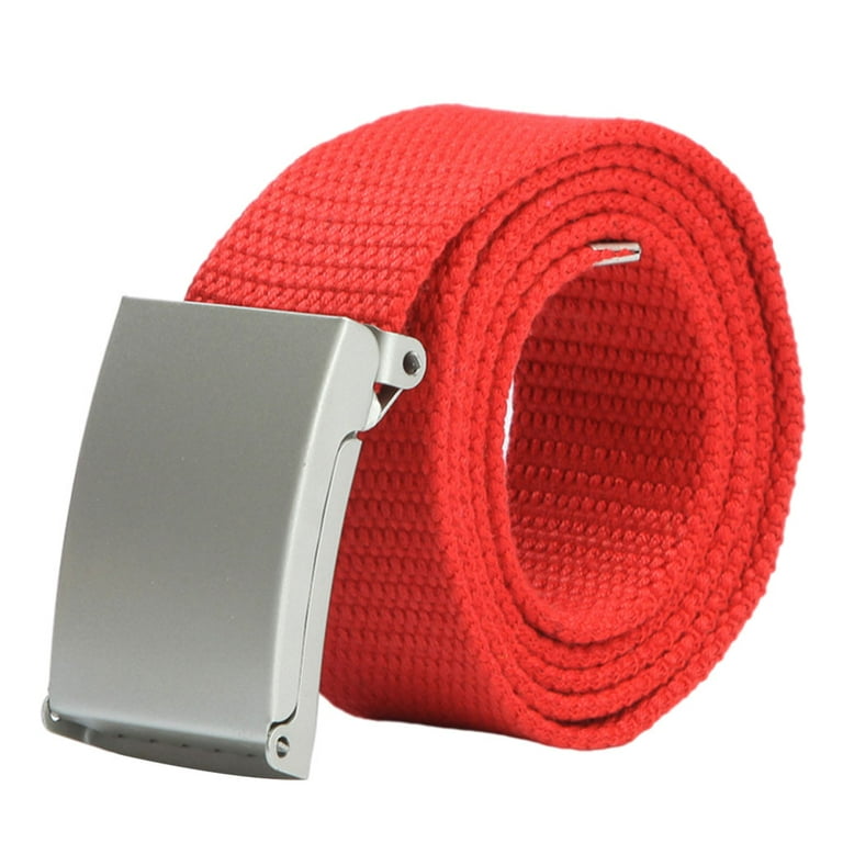 Linyer 100cm/1m Belt Canvas Solid Color Metal Buckle Waist Strap