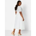 thumbnail image 5 of Rebdolls Women's Plus Smocked Button Front Midi A Line Dress - White - Medium, 5 of 5