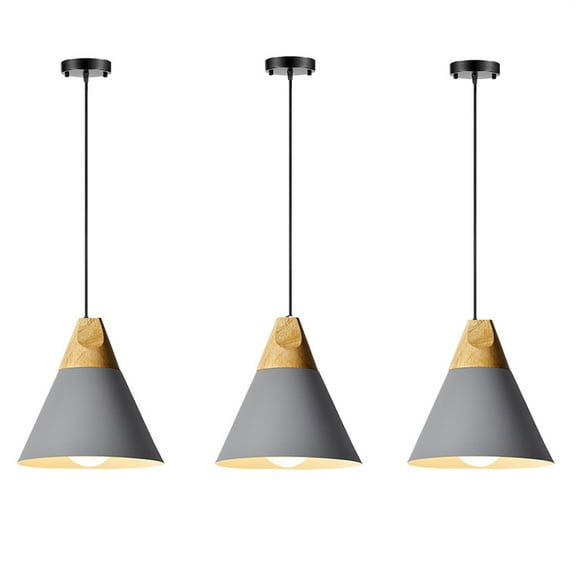 JLOWCO Set of 3 Single Pendant Lights Kitchen Island,farmhouse 3 Light Pendant Over Sink Lighting Fixtures Kitchen,Gray Dining Lights Ceiling Hanging (LED Bulb Include)