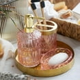 thumbnail image 3 of 6-piece bathroom clear glass accessories kit (lost soap dispenser, soap tray, toothbrush stand, glass cup, cotto4n swab jar), modern modern decorative crystal vintage gift (6pcs Brown), 3 of 8