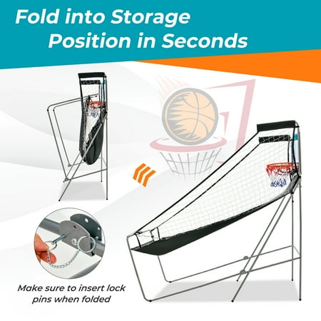 Costway - Dual Shot Basketball Arcade Game with 8 Game Modes Electronic Scoring - Green
