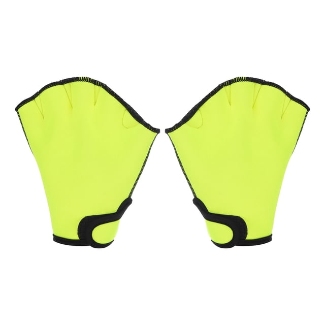 Guantes de natación con membrana Uxcell Guantes de resistencia para natación Accesorios de entrenamiento a prueba de agua Amarillo, M