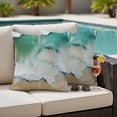 thumbnail image 2 of Outdoor Pillow Cover Ocean Beach Set of 2 Waterproof Throw Pillowcases Wave Sand Green Decorative Patio Furniture Pillows for Couch Garden Indoor & Outdoor Use, 2 of 9