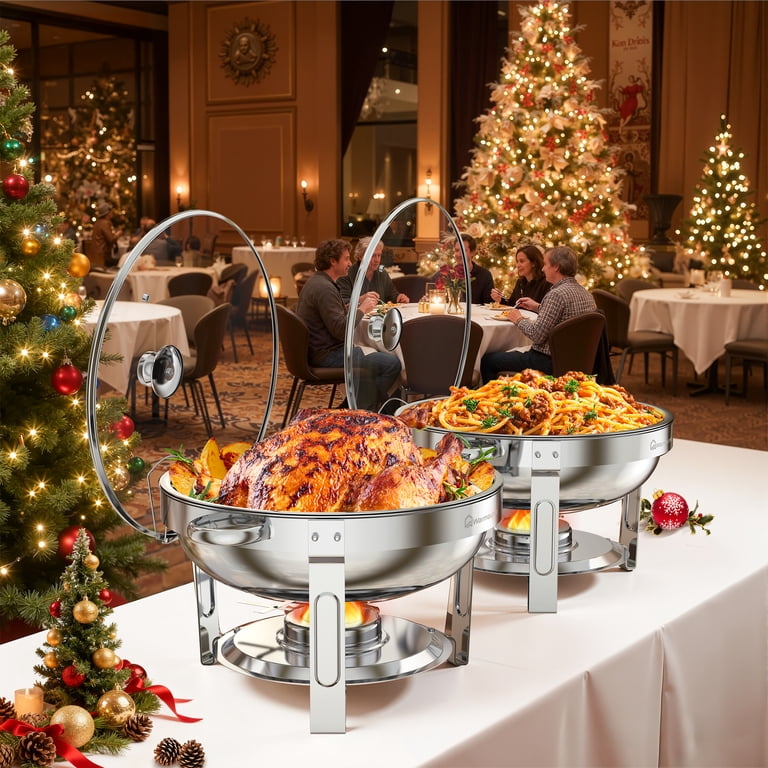 Warmounts Round Chafing Dish Buffet Set, 5QT, 2-Pack photo 2
