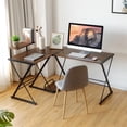 thumbnail image 2 of Costway Escritorio Angular en Forma de L para Ordenador con Elevación para Monitor Ideal para Casa y Oficina Nuez 147 x 112 x 79 cm, 2 of 10
