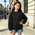 thumbnail image 2 of Girls Leopard Print Crewneck Sweatshirt Long Sleeve Ribbed Cuffs Casual Loose Fit Fall Pullover Sweatshirt, 2 of 4