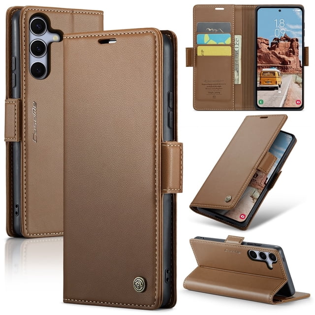 CaseMe Funda de Cuero para Samsung Galaxy S25 5G con Bloqueo RFID, para Samsung Galaxy S25 5G Funda para Mujer y Hombre, Tarjetero con Cierre Magnético, Funda Tipo Folio para Samsung Galaxy S25 5G