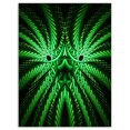thumbnail image 2 of Glowing Green Fractal Flower in Black - Large Abstract Canvas Artwork, 2 of 3