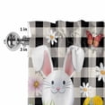 thumbnail image 4 of Easter Bunny Rod Pocket Curtain Valance, Spring Easter Eggs Floral White Black Plaid Farmhouse Window Valance for Living Room, Bedroom, Kitchen 54"W x 18"L, 4 of 9