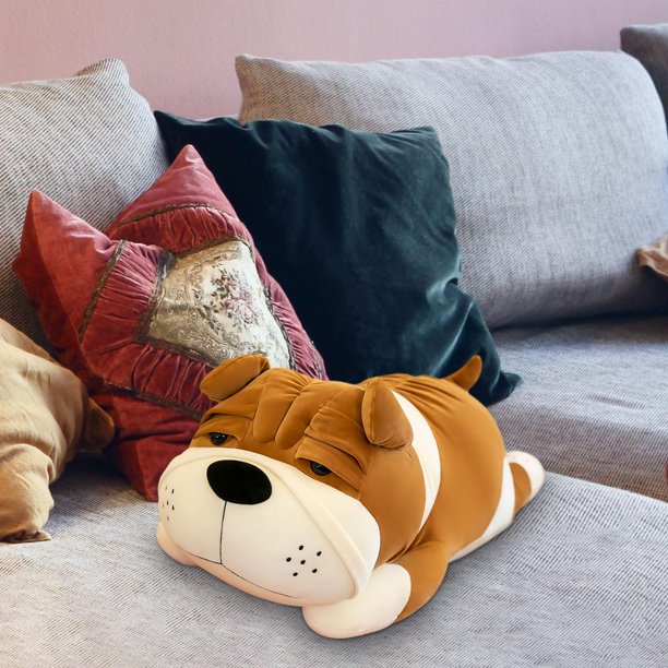 Juguete de Peluche para Cachorros, Almohada para Perros para Niños, Juguete de Peluche de Perro Shar Pei Suave, Muñeco de Peluche para Silla, Oficina, Amarillo
