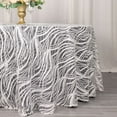 thumbnail image 2 of Efavormart 120" White / Black Wave Embroidered Seamless Sequin Round Tablecloth, 2 of 6