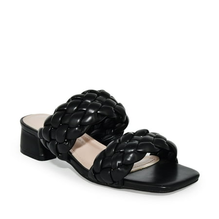 

Wild Diva Women s Woven Braided Square Toe Low Block Heel Sandals (Black 6)