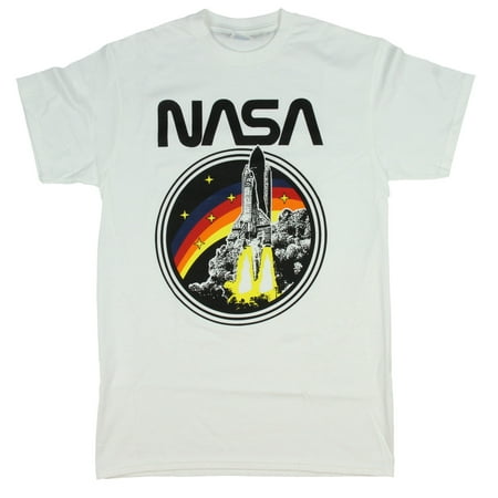 NASA Shirt Space Shuttle Blast Off Graphic Retro Logo Design Men's