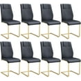 thumbnail image 3 of NYEESS Set of 8 Black Armless Dining Chairs with Waterproof Faux Leather Upholstered Seat Gold Electroplated Metal Frame for Kitchen Dining Room, 3 of 9