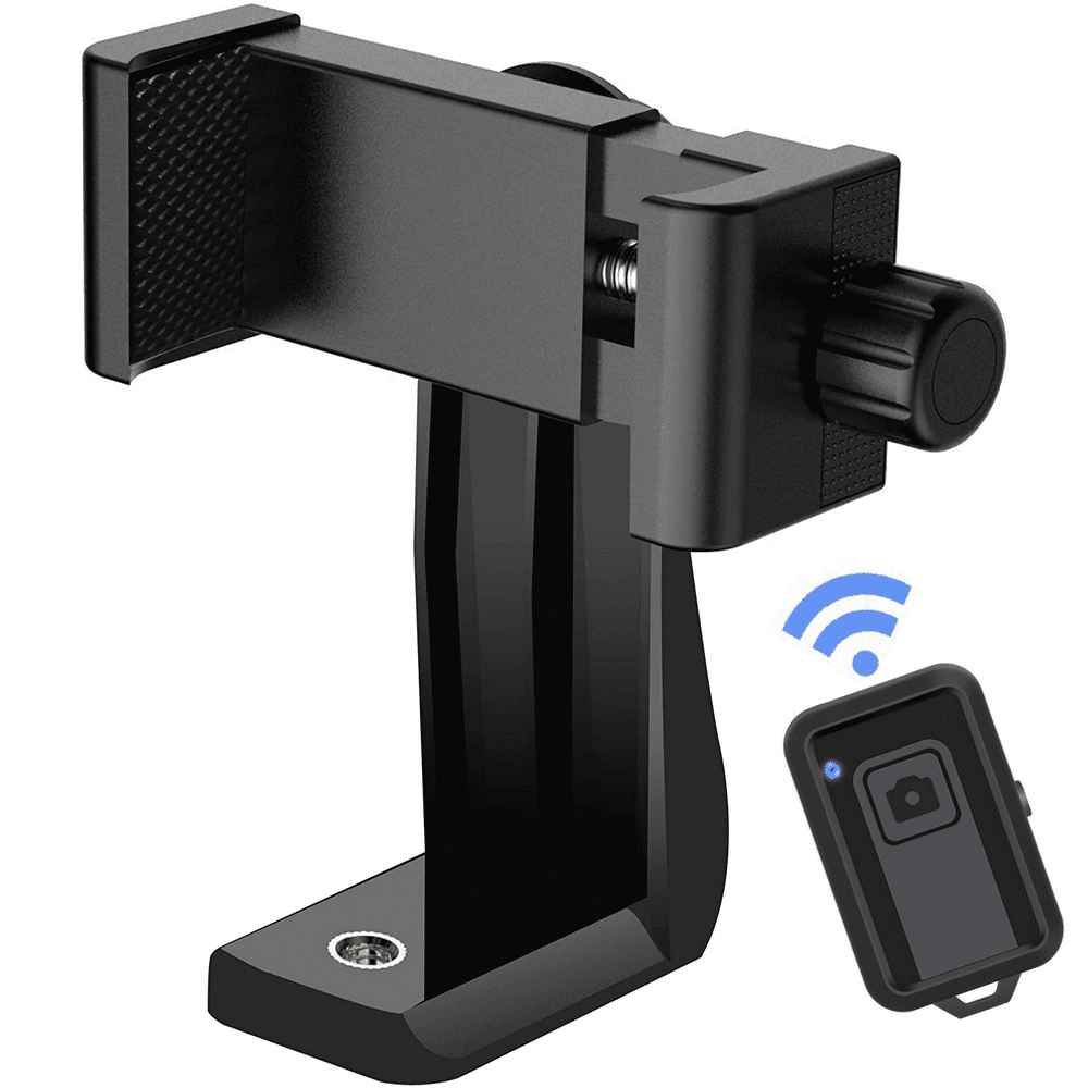 Universal Cell Phone Tripod Mount Adapter with Remote 360 Rotation