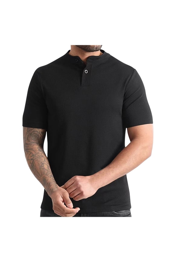Men's Basic Short Sleeve Tee Solid Color Top a Versatile Essential for Every Man's Wardrobe Black
