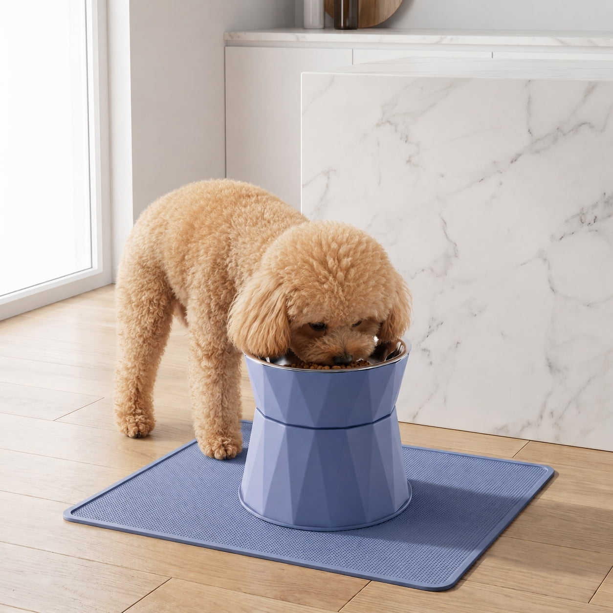 Elevated Dog Bowls for Large Dogs, Raised Cat Food Bowls, Dog Food Bowls Elevated – Stainless Steel No-Spill Pet Feeder, Detachable Raised Stand – 5.91in D x 5.5in H – Aemutady