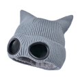 thumbnail image 4 of Ticikt Unisex Fleece‑Lined Knit Beanie Hat, Winter Warm Cat‑Ear Knitted Cap with Decorative Goggles Windproof Outdoor Skull Hat for Men Women,Grey, 4 of 5