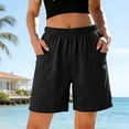 thumbnail image 7 of Aboser Women's Casual Shorts for Summer Wide Leg Cotton Shorts Loose Fits Elastic Waist Lounge Shorts Solid Color Beach Vacation Shorts with Pockets, 7 of 7