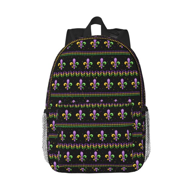 Easygdp Mardi Gras Fleur de Lis Mochila Ligera de 15 Pulgadas para Estudiantes, Mochila Cómoda para la Escuela y Viajes, Correas Ajustables
