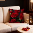 thumbnail image 3 of KOYPTL Set of 4 Red Rose Pillow Covers 18x18 Inch Romantic Blossom Roses Throw Pillow Cases for Sofa Bed Car Couch Bed Home Decor Square Flax Cushion Covers for Holiday Valentines Day Decorations, 3 of 7