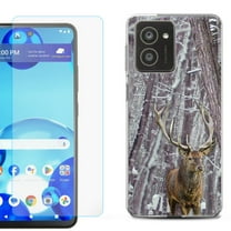 For HMD Vibe Shockproof Phone Case Cover with Tempered Glass Screen Protector, by OneToughShield - Deer/Snow/Camo