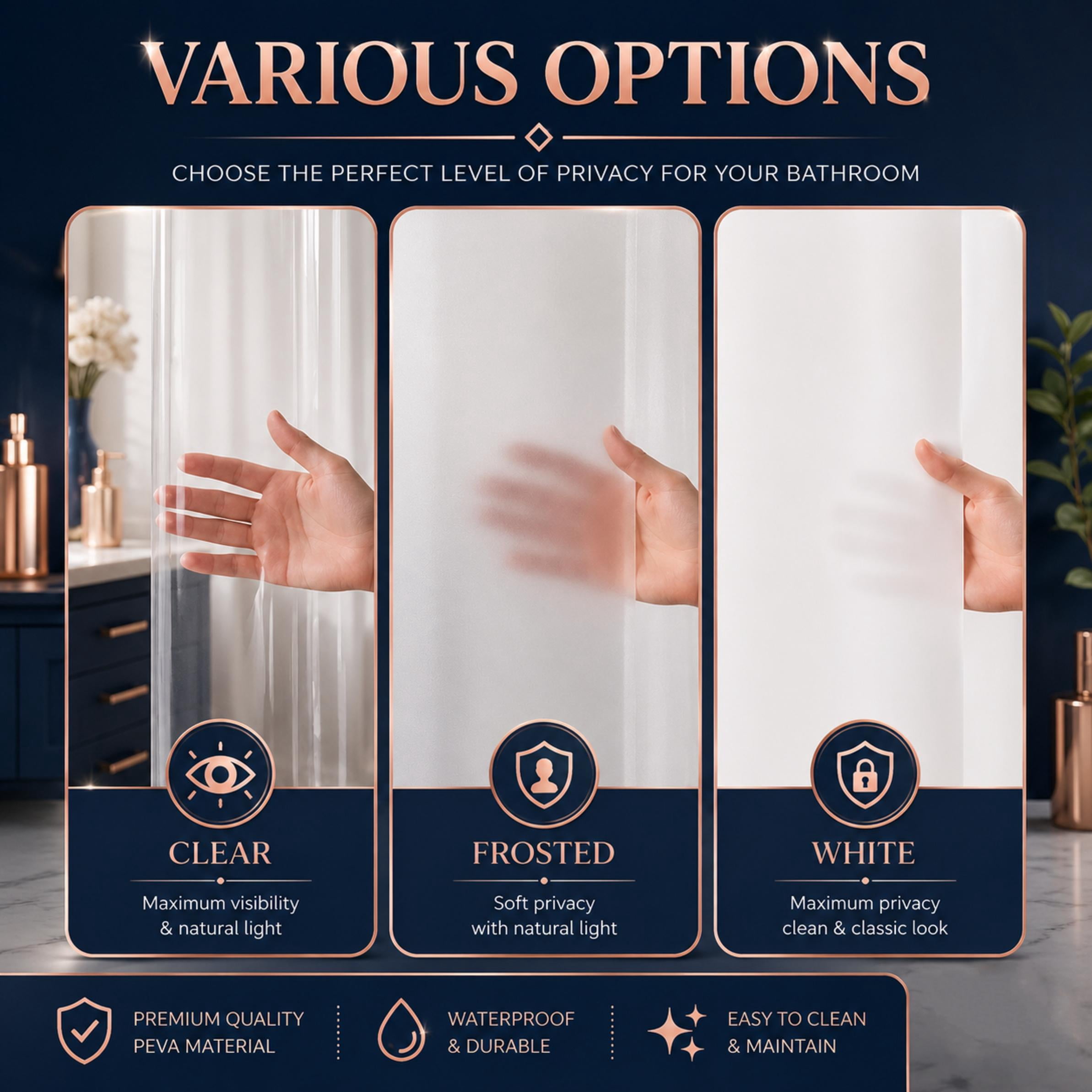 Dainty Home Heavyweight 10 Guage PEVA Shower Curtain Liner with 3 Magnets, Waterproof Clear Bathroom Curtain, 70" x 72"