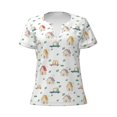 thumbnail image 3 of Naloa Cartoon House Print T-Shirts Short Sleeve V Neck Tees for Women Fashion Tops Trendy Lightweight Soft Casual Summer Outfits Clothes, 3 of 5
