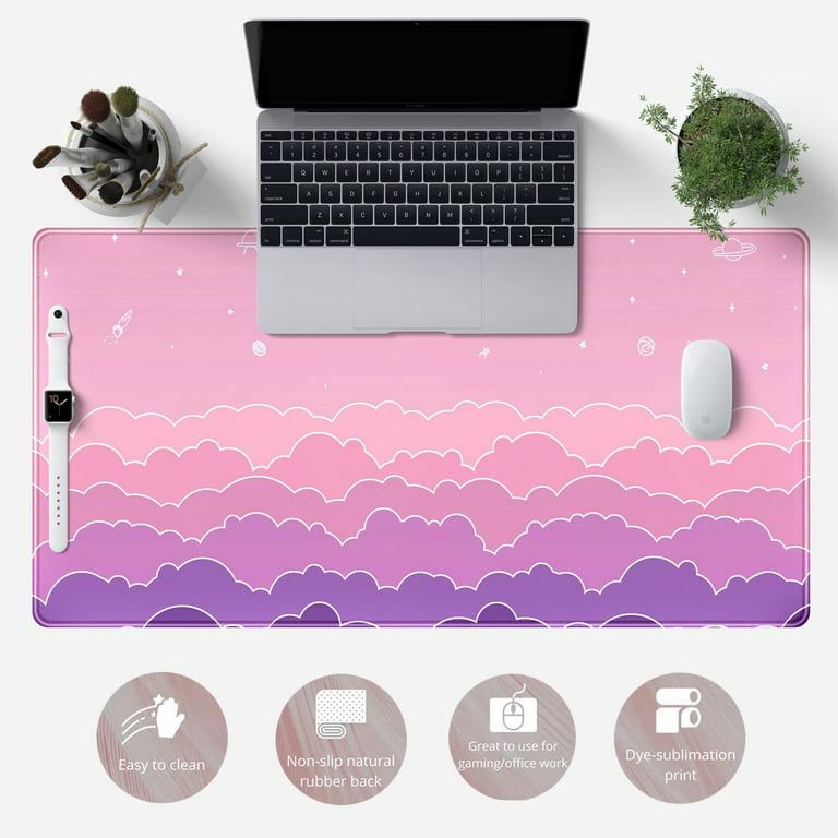 Kawaii Mouse Pad Desk Gaming Accessories Cute Clouds Xxl Mouse Pad Pink  Anime Office Decor Desk Mousepad Large, 31.5x15.7in Extended Keyboard  Mousepad