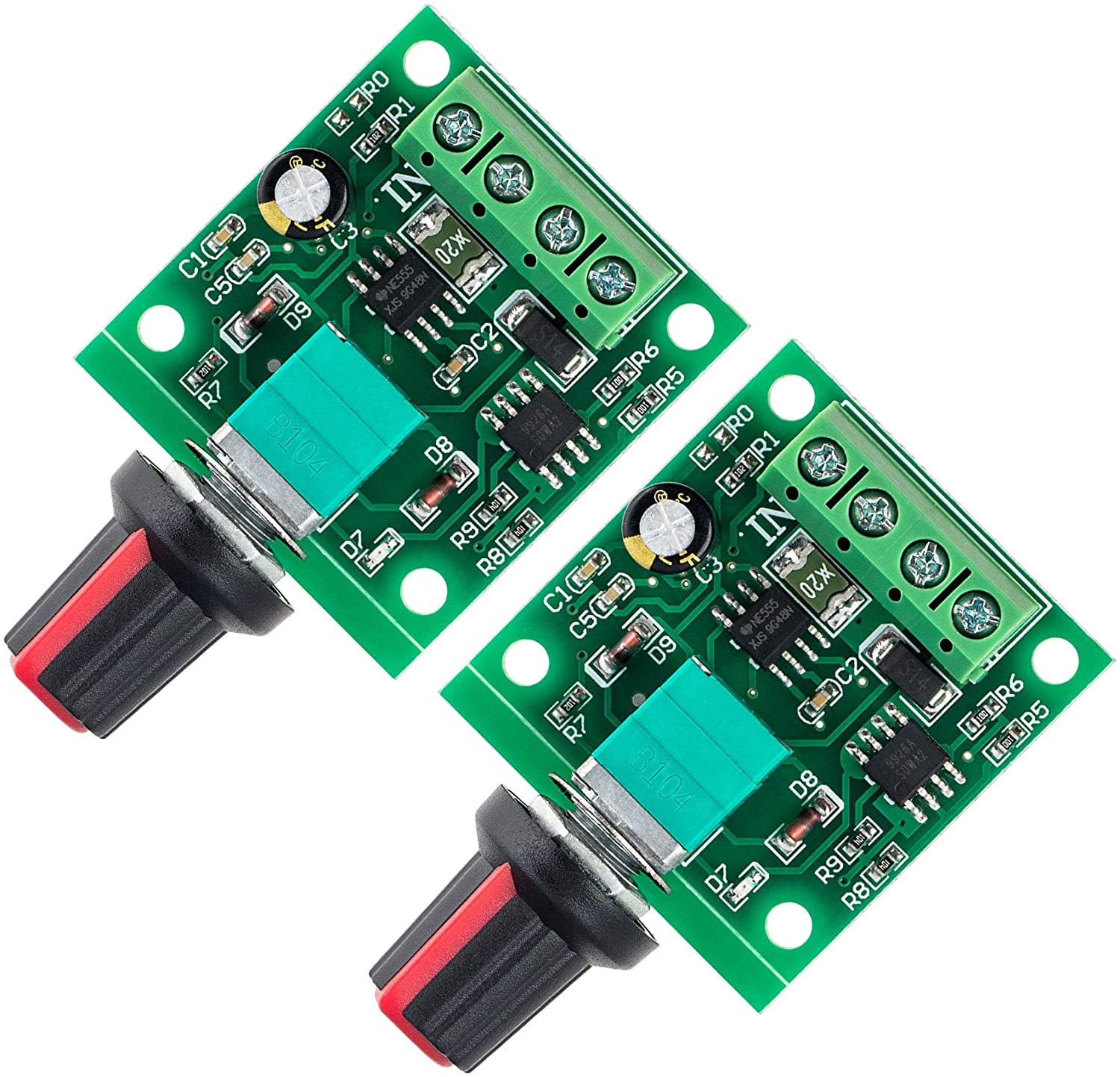 Onyehn 4 Pack PWM DC Motor Speed Controller - 1.8V-12V 2A 30W Adjustable Switch With Knob For DIY Projects