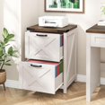 thumbnail image 4 of 2 Drawer Small File Cabinet, Farmhouse Vertical Filing Cabinet Fits Letter and A4 Size, Under Desk Wooden File Cabinets for Home Office, Printer Stand, Rustic White, 4 of 8
