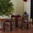 thumbnail image 2 of Northlight Lighted Rattan Christmas Gift Boxes with Pinecones - LED Warm White - Set of 3, 2 of 3