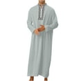 thumbnail image 2 of IROINNID Savings Men's Muslim Robe Set Arab Middle Robe Pattern Embroidery Long Sleeve Standing Neck Zipper Robe,Gray, 2 of 6