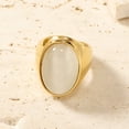 thumbnail image 2 of PAMTIER Unisex Stainless Steel Vintage Classic Oval Cut White Agate Gemstone Signet Ring Rhinestones Statement Wedding Band Comfort Fit Gold Size 11, 2 of 5
