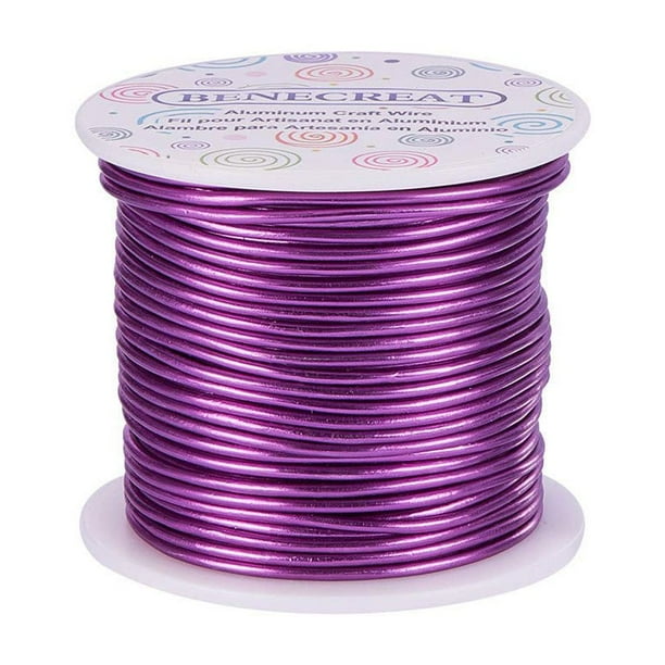 Alambre de aluminio calibre 12, 30,5 m (100 pies), anodizado, para joyería, manualidades, abalorios y flores. Color morado.