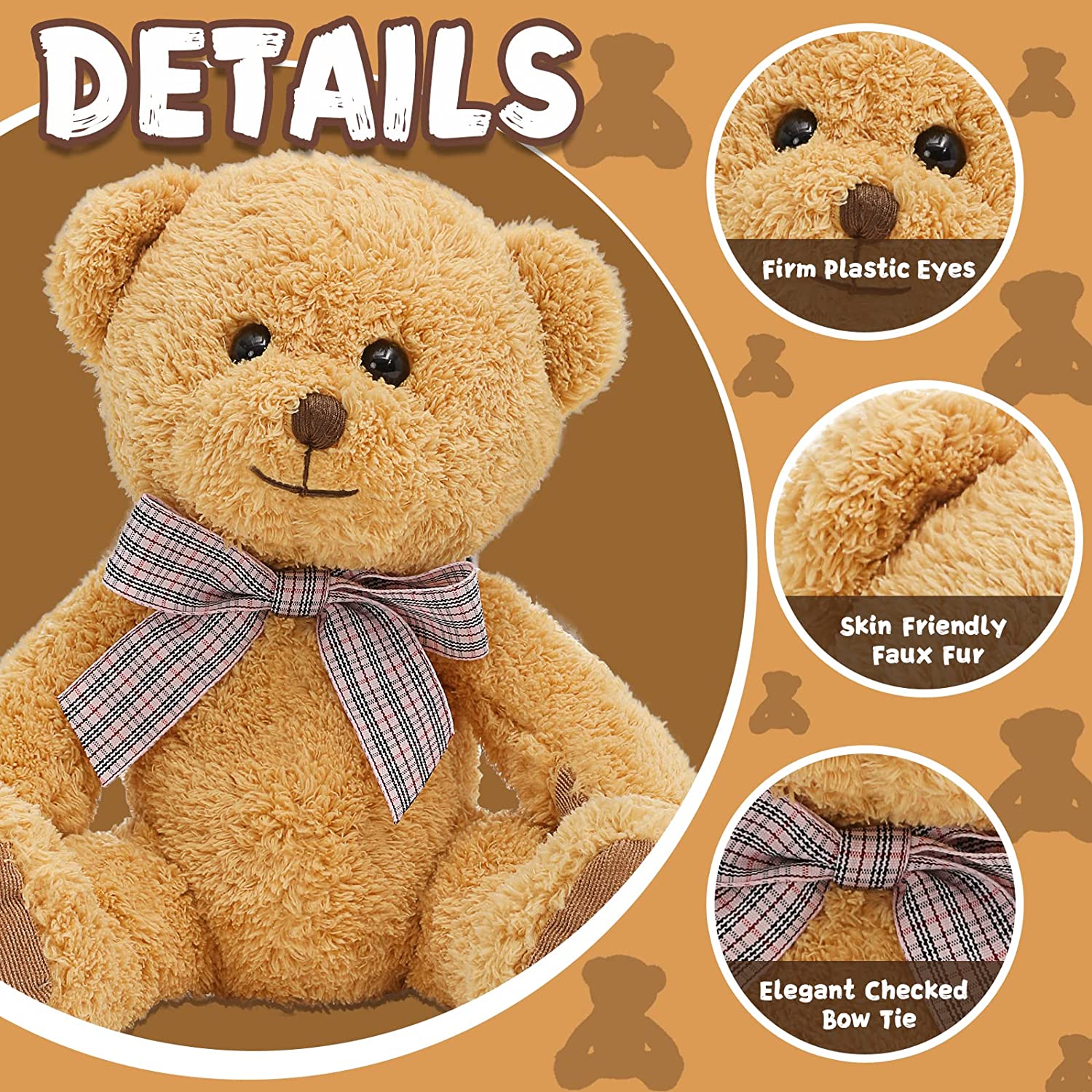 MaoGoLan 5 Paquetes de 12.5" Peluches Variados: Oso, Mono, Panda, Conejo (5 Paquetes, 5 Colores) 6