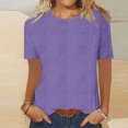 thumbnail image 2 of fatyb Tops for Women Short Sleeve Casual Knitted T-Shirts Solid Color Summer Womens Crewneck Blouses, 2 of 5