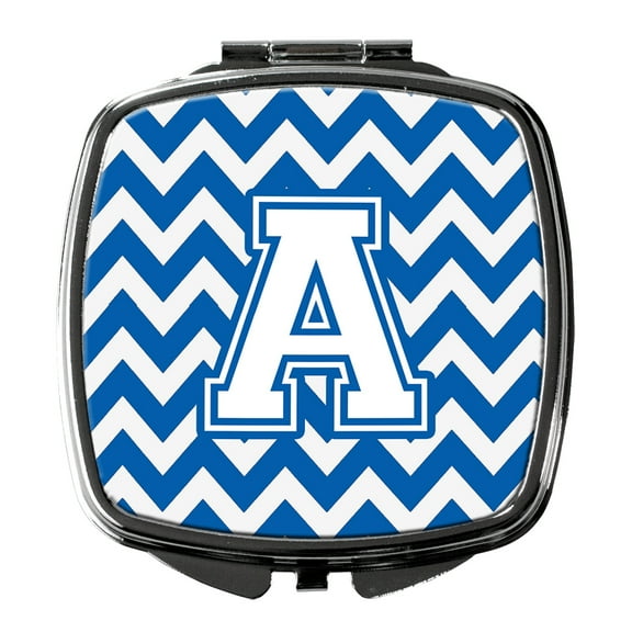 Letter A Chevron Blue and White Compact Mirror CJ1045-ASCM